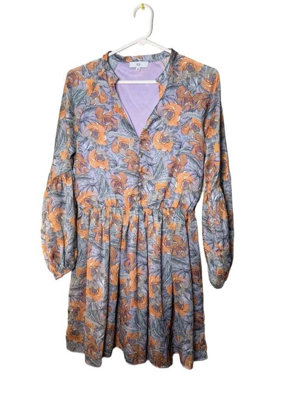 NSR Andra Floral Print Long Sleeve Mini Dress